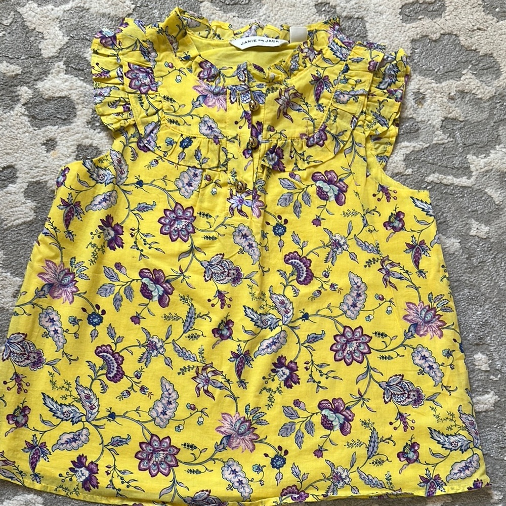 Janie and Jack Yellow and Purple Floral Blouse
